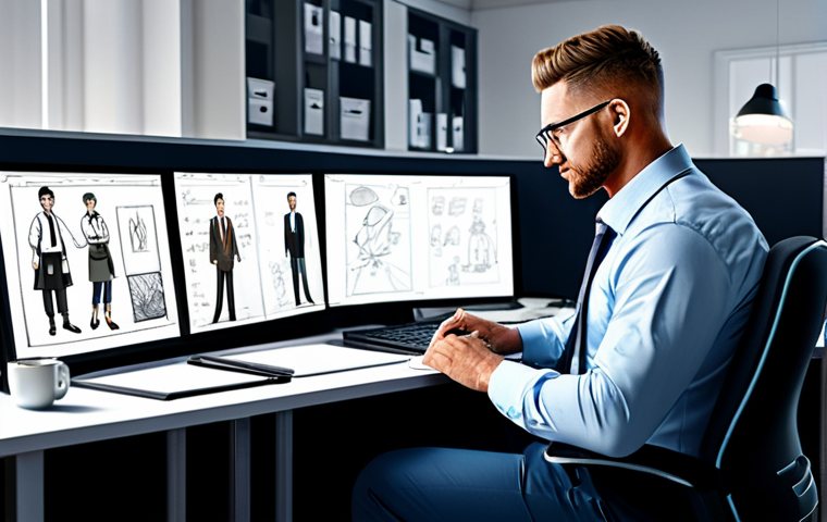 **
"A motivated character designer, fully clothed in appropriate work attire, sitting at a desk with a computer and drawing tablet, surrounded by character design sketches, modern office background, professional lighting, safe for work, appropriate content, perfect anatomy, natural proportions, family-friendly."
**