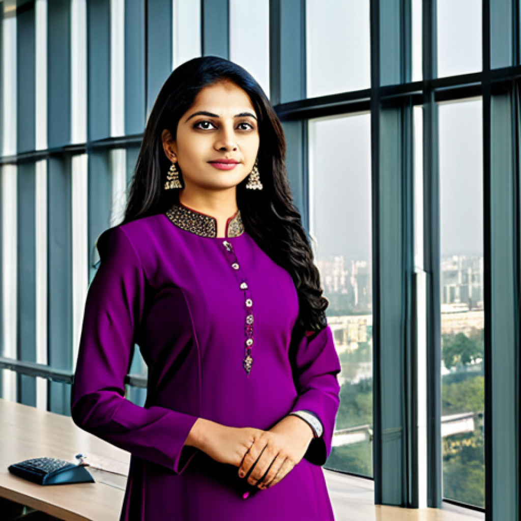 캐릭터디자인 색 조합 연습법 - **Subject:** A professional Indian businesswoman. **Clothing:** She is wearing a beautifully tailore...