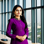 캐릭터디자인 색 조합 연습법 - **Subject:** A professional Indian businesswoman. **Clothing:** She is wearing a beautifully tailore...