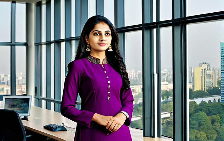 캐릭터디자인 색 조합 연습법 - **Subject:** A professional Indian businesswoman. **Clothing:** She is wearing a beautifully tailore...