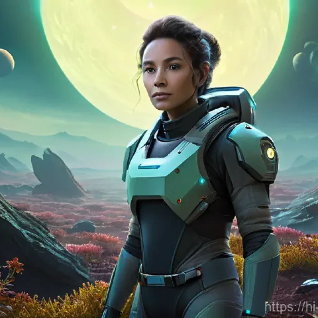 캐릭터디자인과 프리프로덕션의 관계 - The Resilient Exo-Planet Biologist**

A highly detailed, realistic portrait of a female exo-planet b...