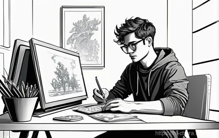 캐릭터디자인 스터디 그룹 활용법 - **Virtual Skill-Sharing Workshop:**
    "A dynamic virtual meeting scene for a character design skil...