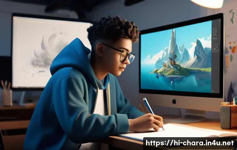 캐릭터디자인 자격증 학원 추천 - **Prompt 1: "A young adult character design student (age 20, gender-neutral) deeply engrossed in ske...