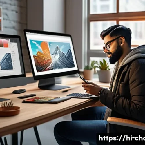 캐릭터디자이너로서의 글로벌 커리어 전략 - A professional Indian character designer working on a digital tablet in a modern, cozy studio filled...