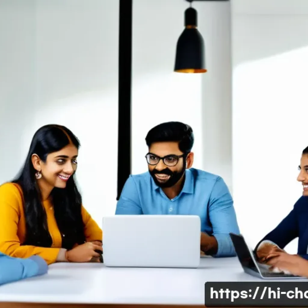 캐릭터디자이너로서 협업 환경 최적화 - A diverse team of Indian professionals engaged in a lively, clear communication session around a mod...