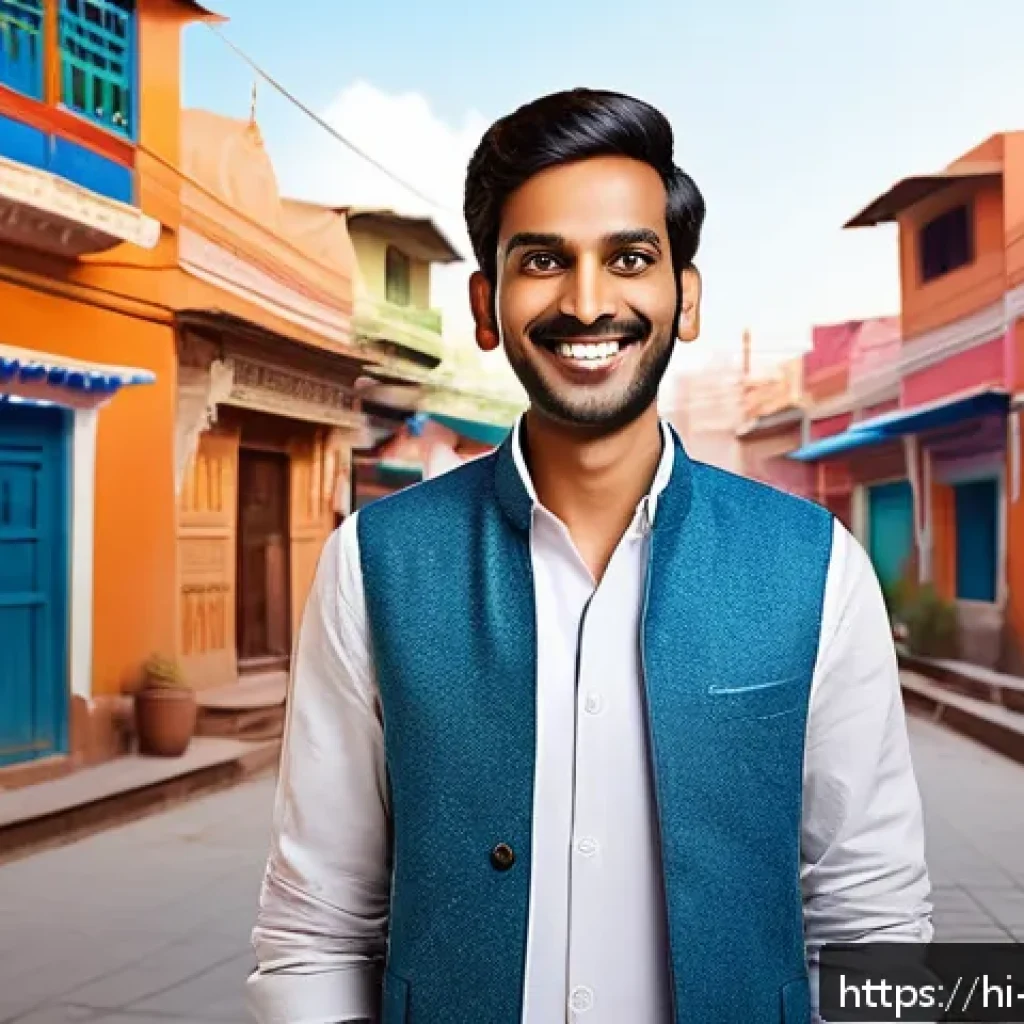 캐릭터디자인과 UX UI 디자인의 관계 - A vibrant and friendly digital character designed as a cheerful animated guide for a Hindi language ...